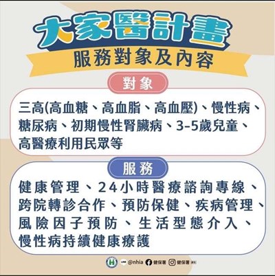 大家醫計畫服務對象及內容